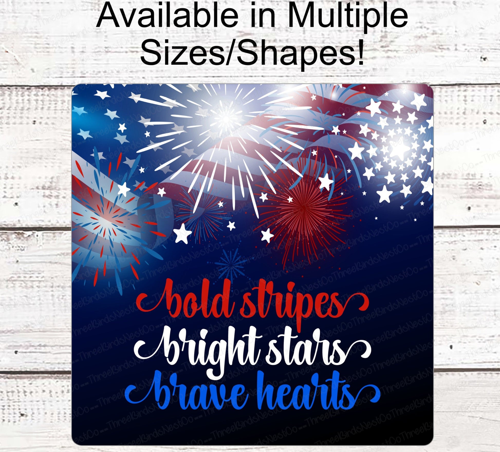 Patriotic Wreath Sign - Patriotic Sign - Fireworks Sign - Home of the Brave Sign - Patriotic Signs for Wreath - 4th of July Signs