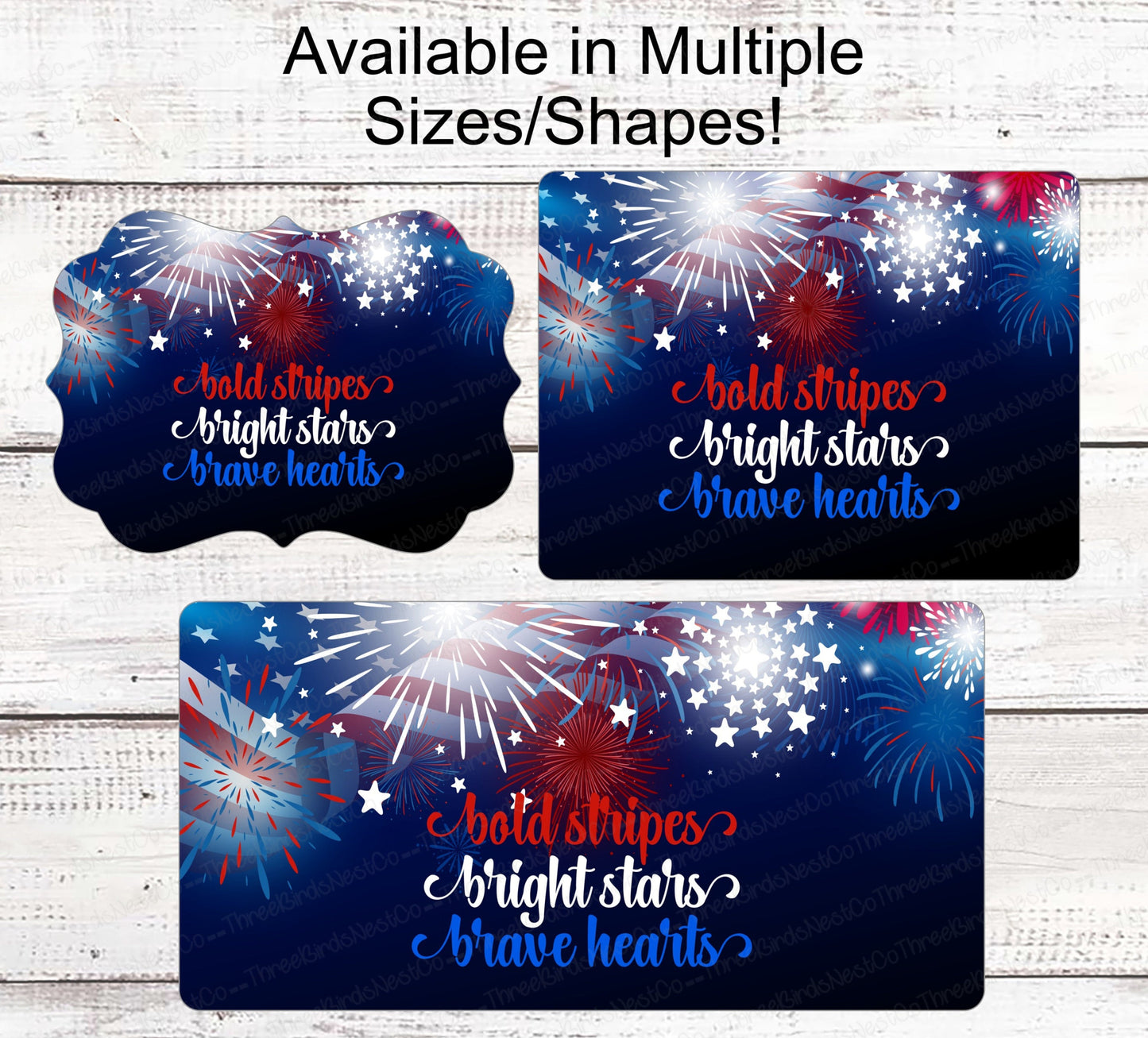 Patriotic Wreath Sign - Patriotic Sign - Fireworks Sign - Home of the Brave Sign - Patriotic Signs for Wreath - 4th of July Signs