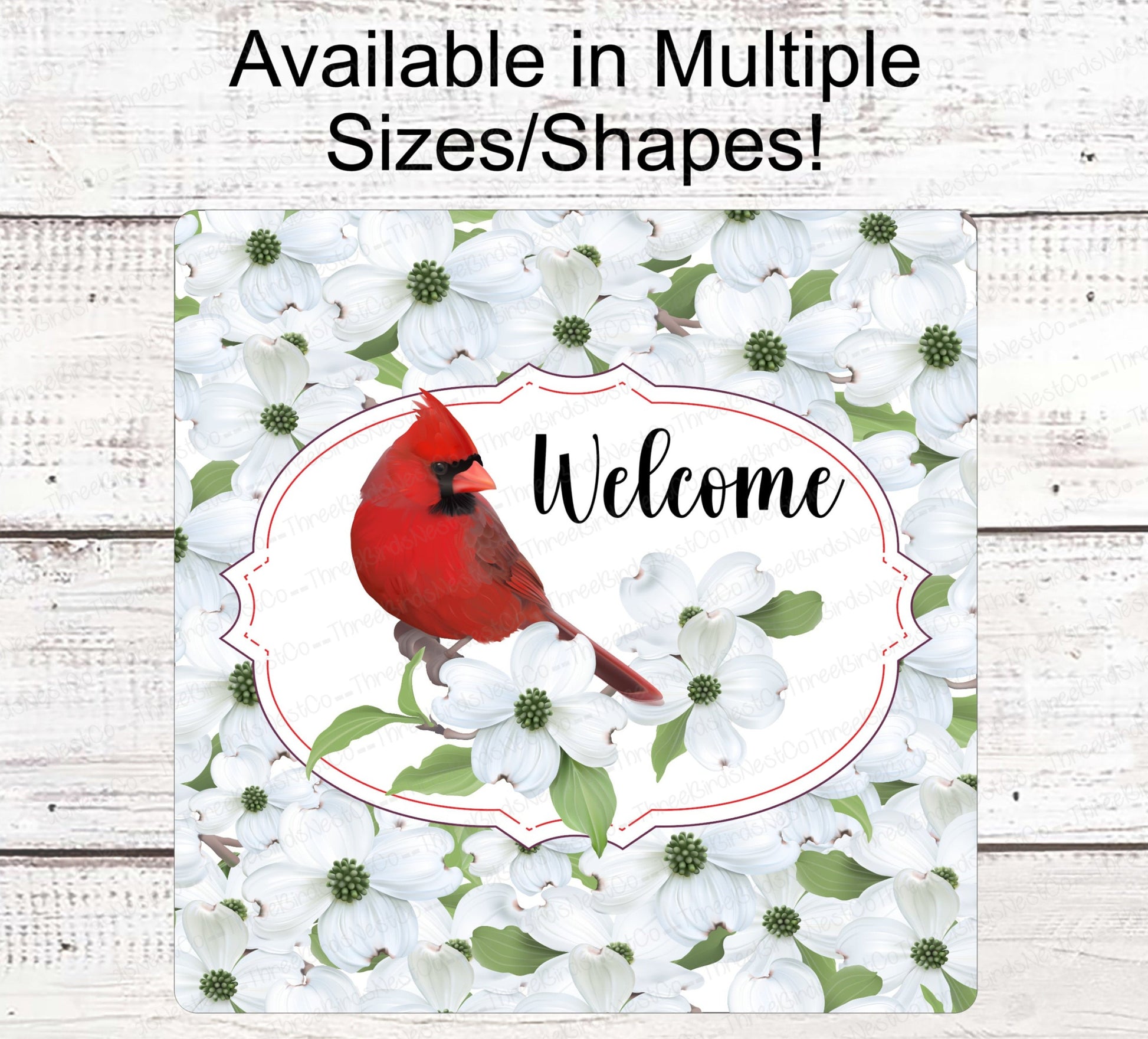Cardinal Wreath Sign - Dogwood Sign - Cardinal Welcome Sign - Floral Wreath Sign - Bird Sign - Everyday Wreath Sign