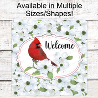 Cardinal Wreath Sign - Dogwood Sign - Cardinal Welcome Sign - Floral Wreath Sign - Bird Sign - Everyday Wreath Sign