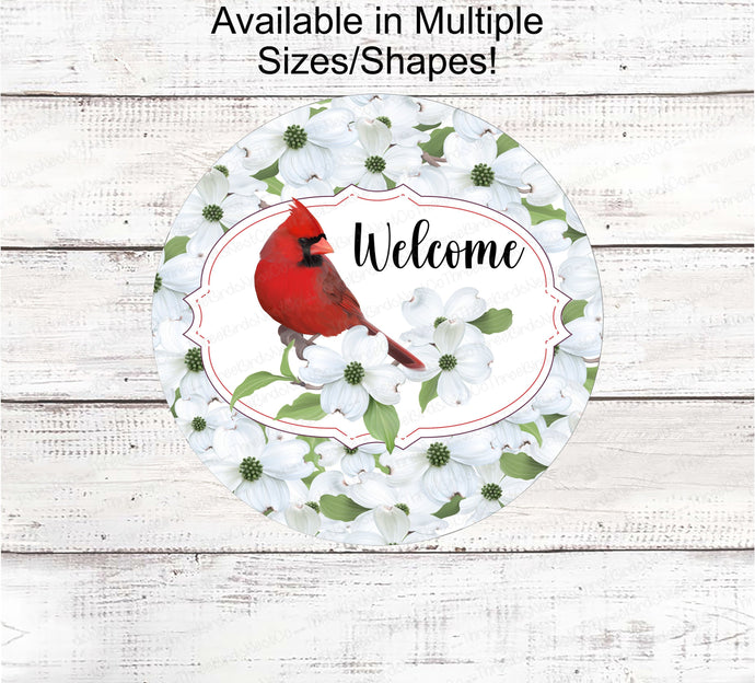 Cardinal Wreath Sign - Dogwood Sign - Cardinal Welcome Sign - Floral Wreath Sign - Bird Sign - Everyday Wreath Sign