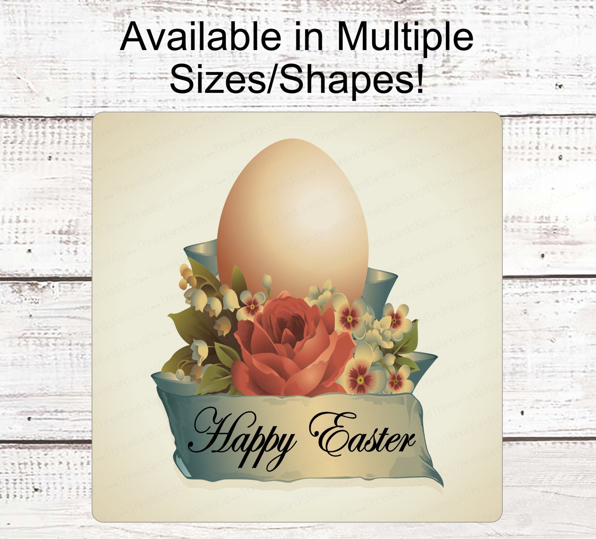 Vintage Easter - Easter Sign - Easter Egg Sign - Easter Wreath - Floral Wreath Sign - Metal Wreath Sign