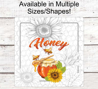 
              Honeybee Signs - Bee Wreath Signs - Bee Wreath - Honey Sign - Vintage Honey - Honeycomb Sign
            