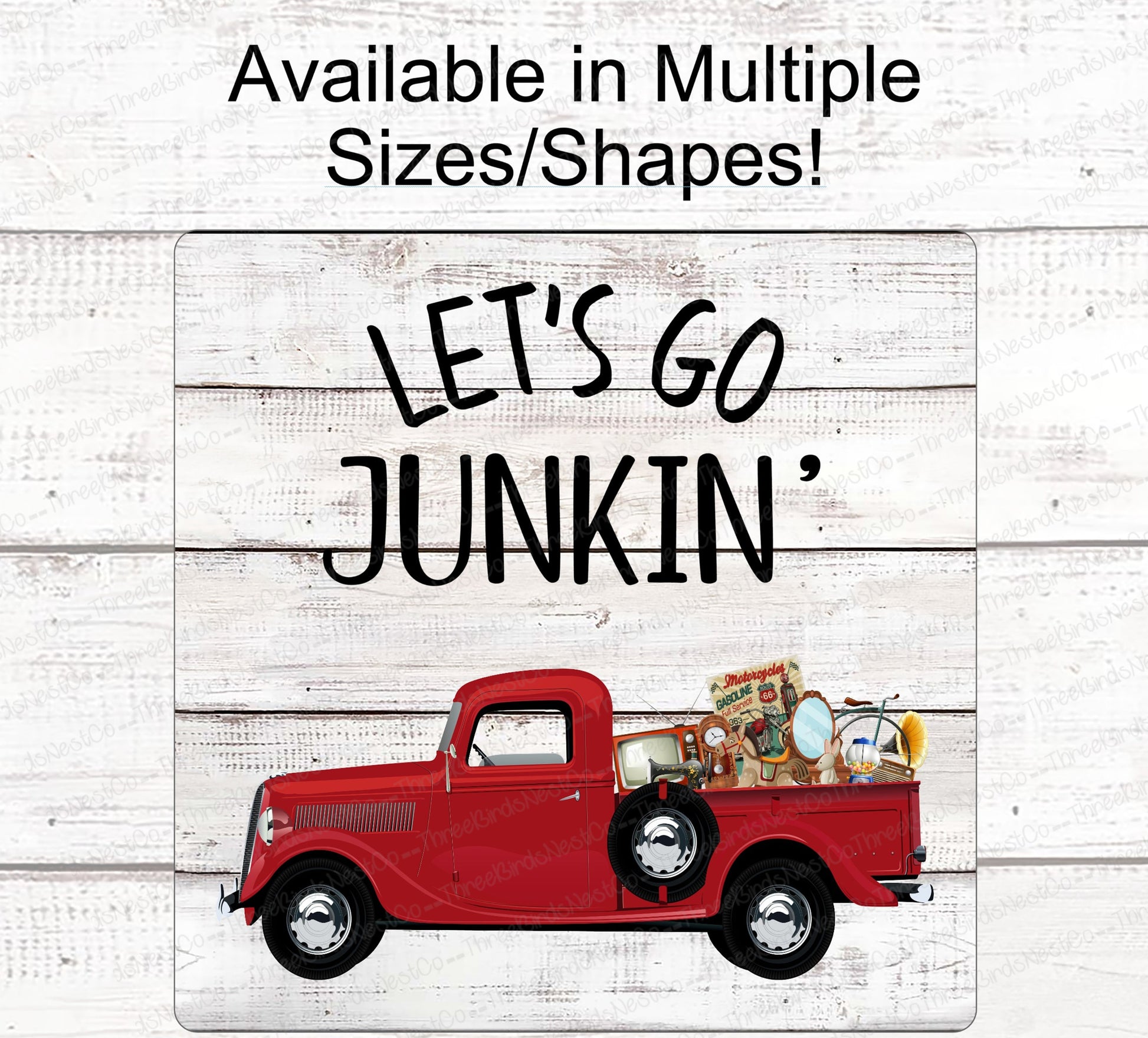 Junkin - Truck Wreath Sign - Junking - Old Truck Signs - Red Truck Sign - Flea Market Sign - Everyday Wreath Sign
