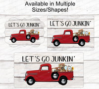 
              Junkin - Truck Wreath Sign - Junking - Old Truck Signs - Red Truck Sign - Flea Market Sign - Everyday Wreath Sign
            