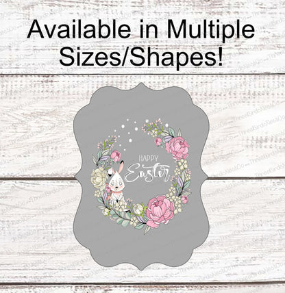 Happy Easter Sign - Welcome Wreath Sign - Easter Sign - Easter Bunny Sign - Easter Wreath Sign - Welcome Bunny Sign