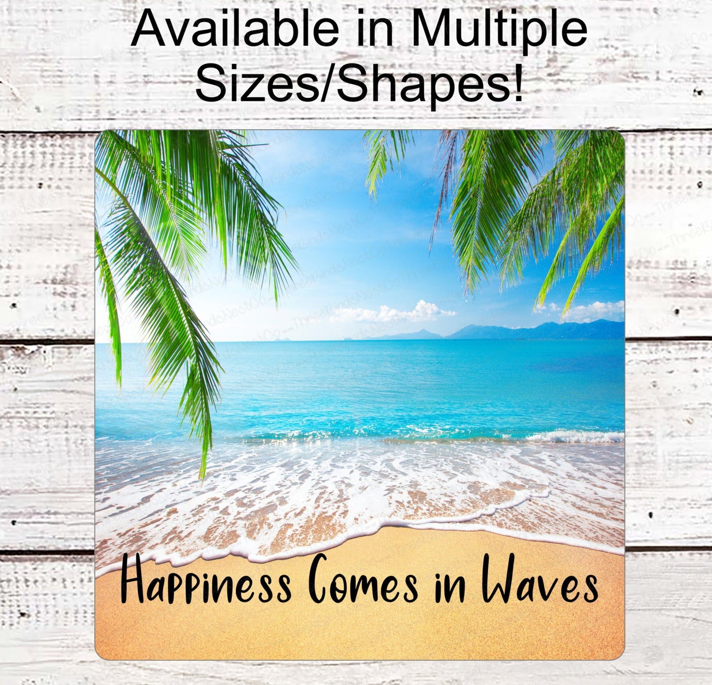 Happiness Comes in Waves - Beach Wreath Sign - Beach Wreath - Beach Decor - Beach Welcome Sign - Welcome Beach Sign - Ocean Sign