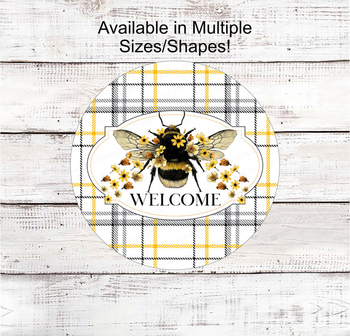 Bee Wreath Signs - Bee Wreath - Floral Wreath Sign - Bumble Bee Wreath Signs - Honey Bee Sign - Welcome Wreath Sign