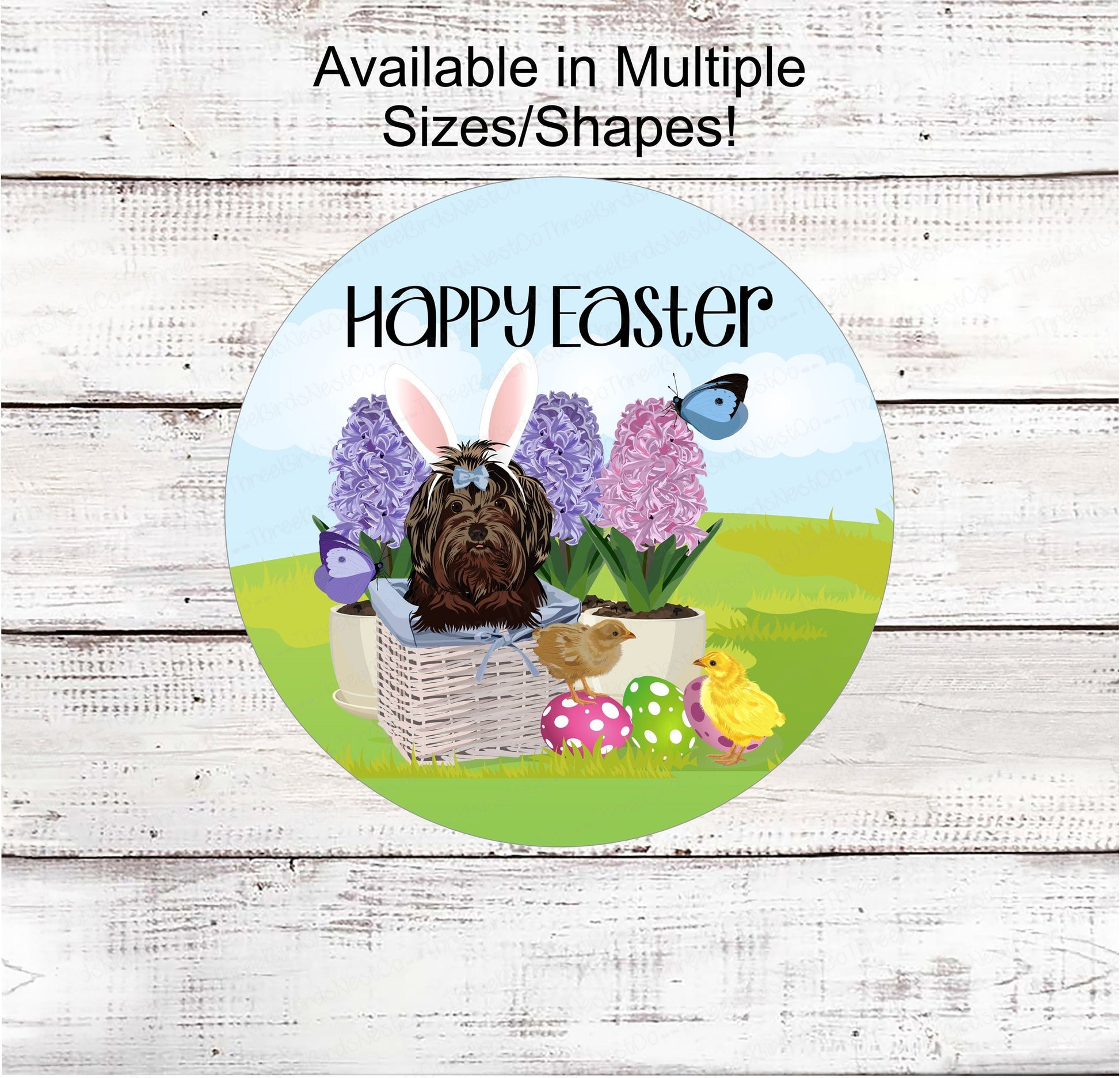 Easter Wreath Signs - Easter Dog Sign - Dog Sign - Easter Wreath - Floral Easter Sign - Happy Easter Sign