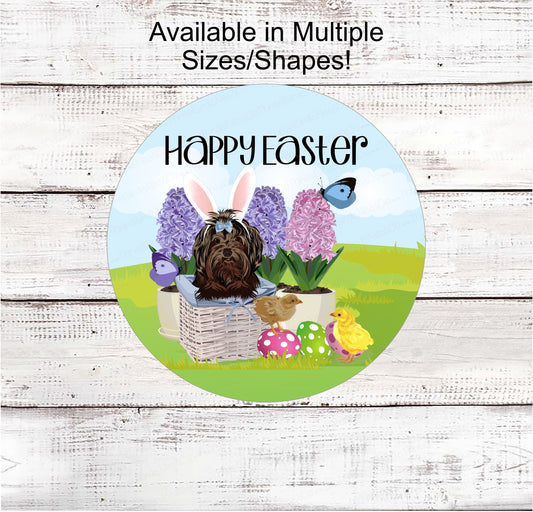 Easter Wreath Signs - Easter Dog Sign - Dog Sign - Easter Wreath - Floral Easter Sign - Happy Easter Sign