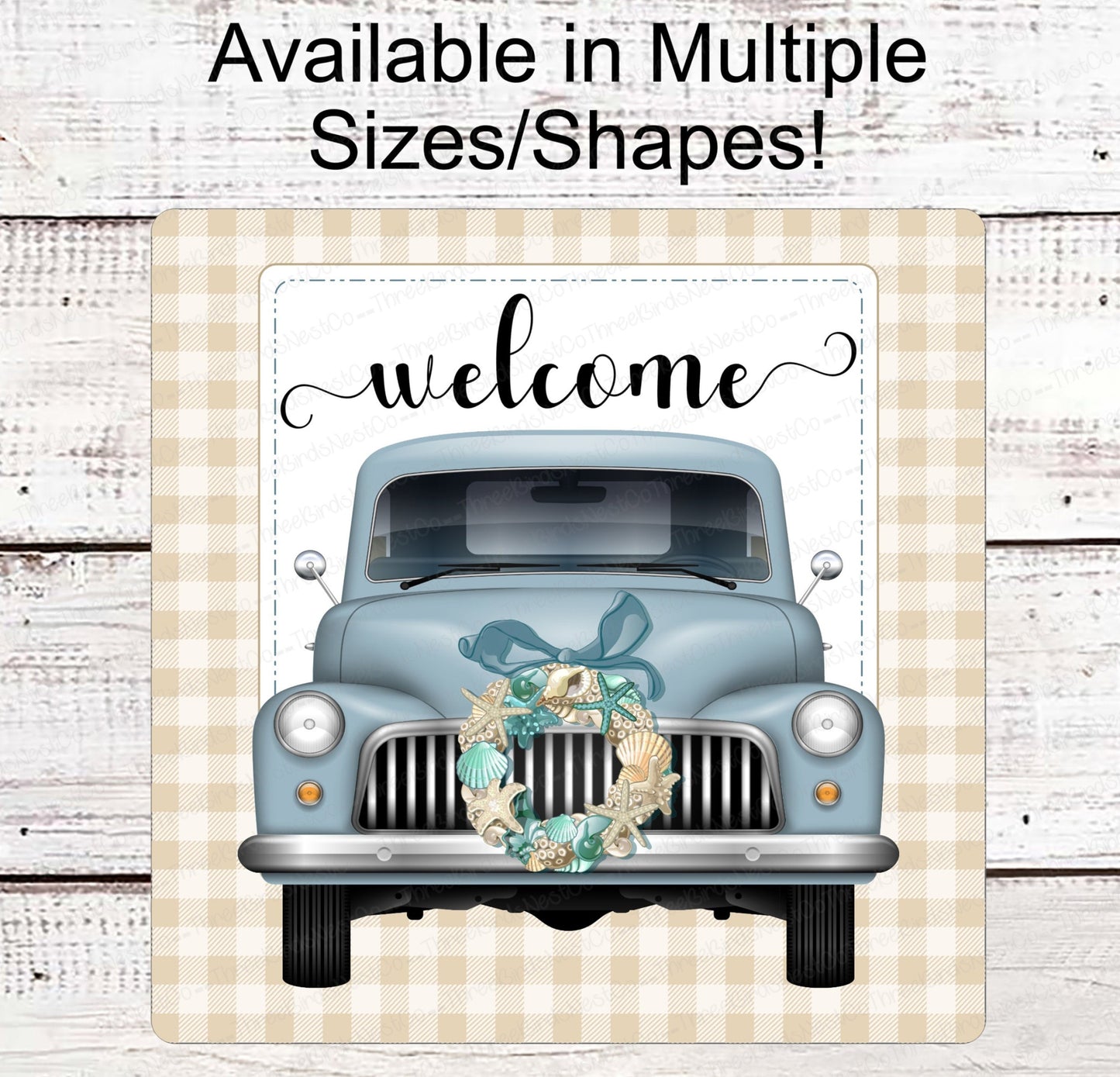Beach Wreath Sign - Old Truck Sign - Beach Truck Sign - Starfish Sign - Shell Wreath - Beach Sign - Beach Wreath - Welcome to the Beach