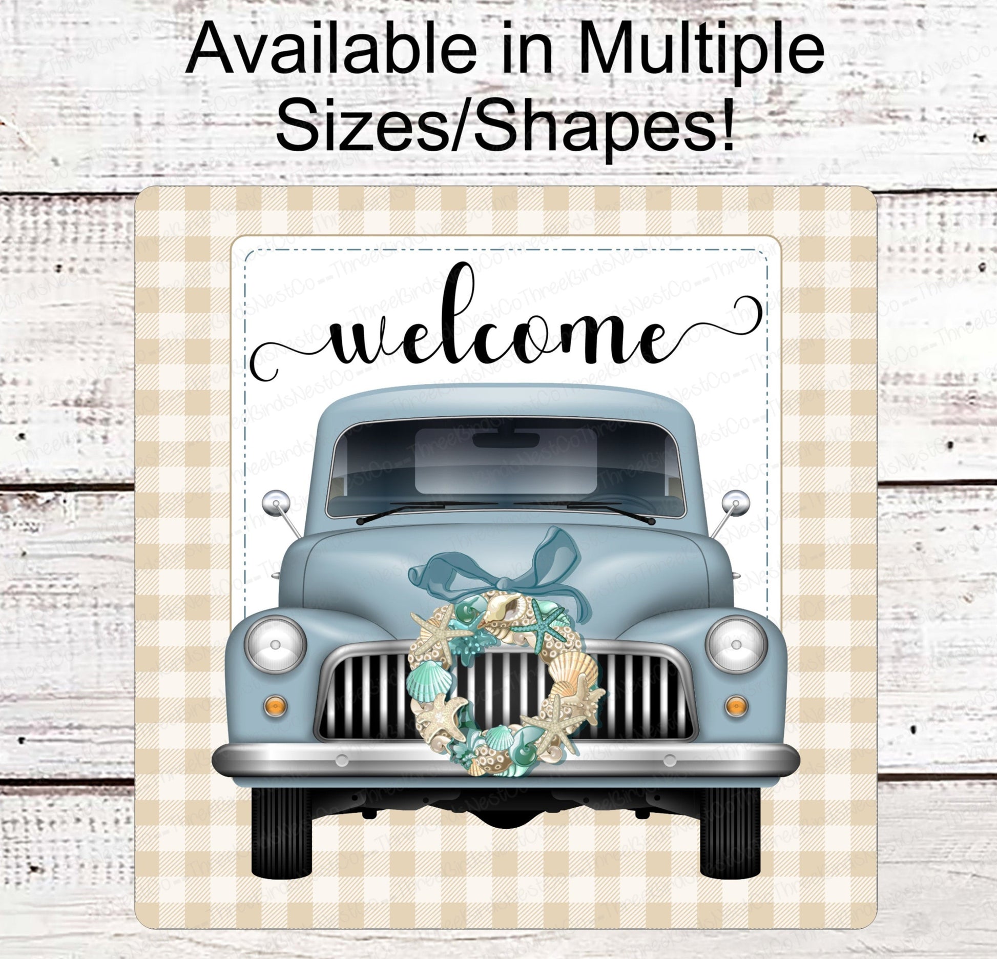 Beach Wreath Sign - Old Truck Sign - Beach Truck Sign - Starfish Sign - Shell Wreath - Beach Sign - Beach Wreath - Welcome to the Beach