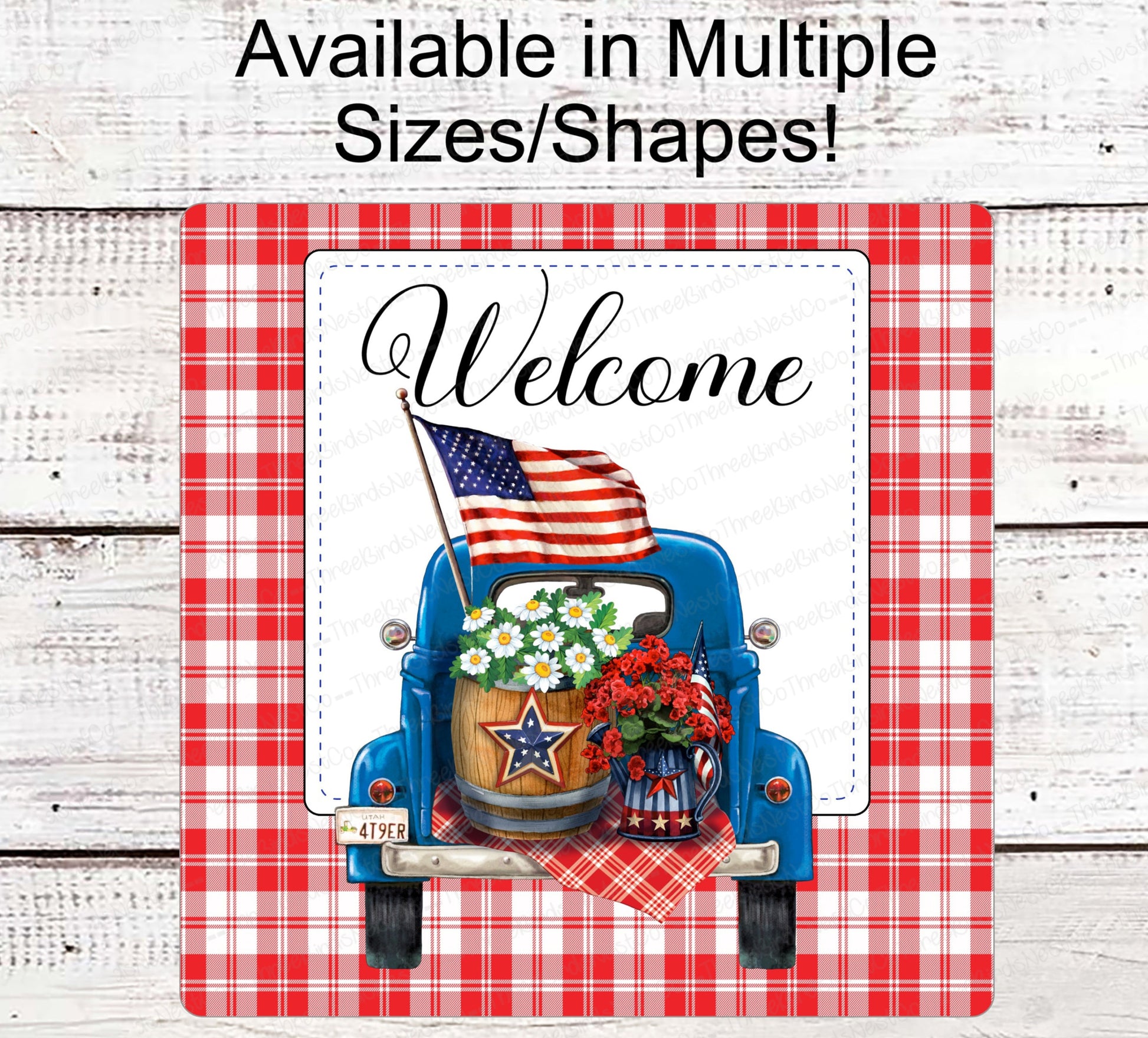 Patriotic Wreath Sign - Flower Truck Sign - Patriotic Welcome Sign - Patriotic Truck - Patriotic Signs for Wreath - 4th of July Signs