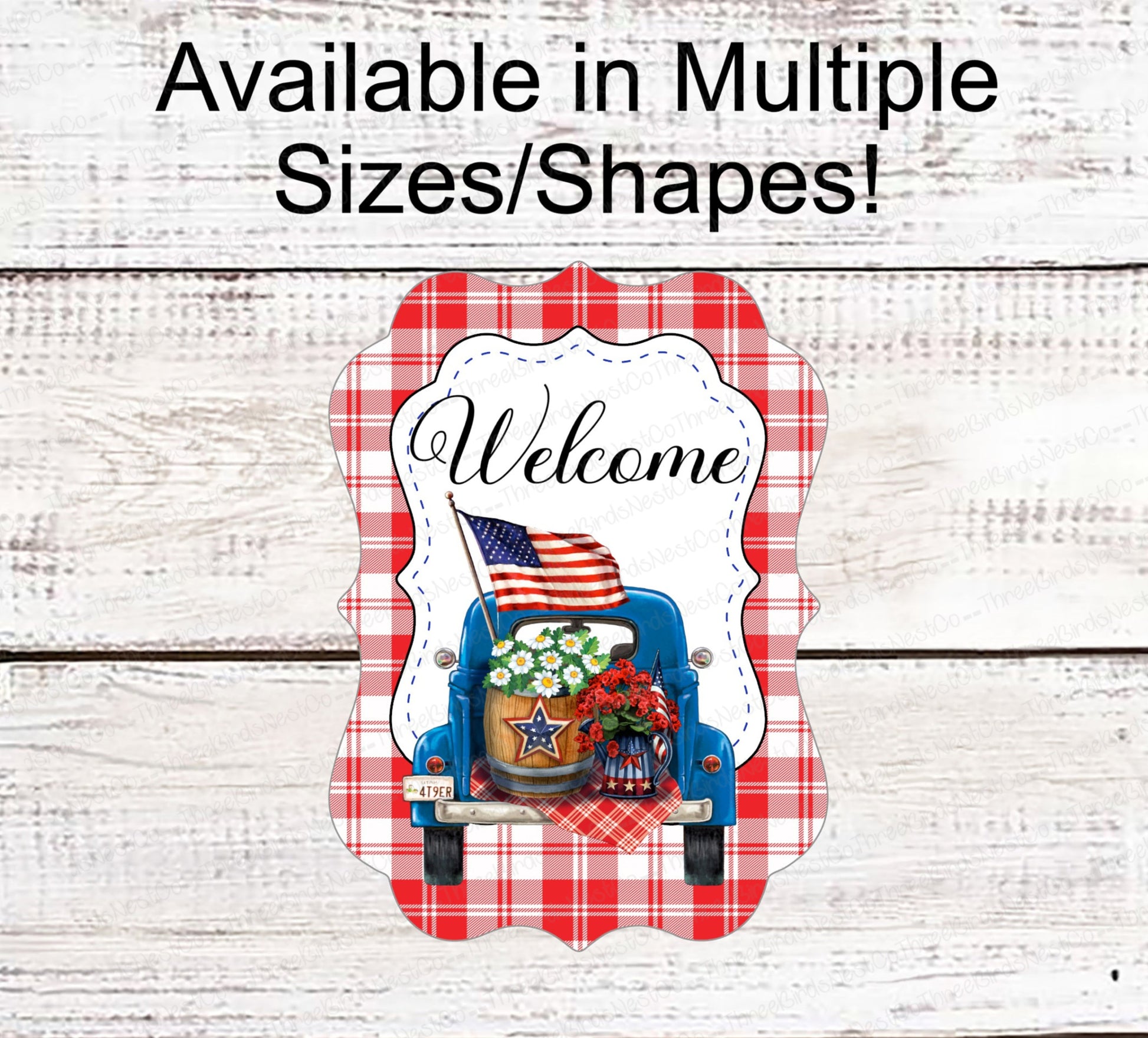 Patriotic Wreath Sign - Flower Truck Sign - Patriotic Welcome Sign - Patriotic Truck - Patriotic Signs for Wreath - 4th of July Signs