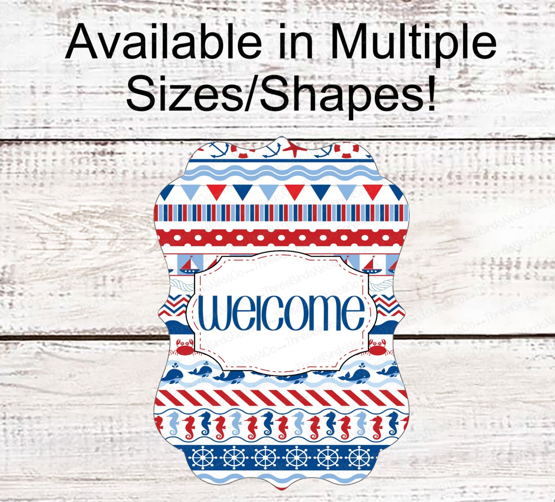 Beach Wreath Sign - Welcome Wreath Sign - Starfish Sign - Beach Welcome Sign - Seahorse Sign - Whale Sign - Sailboat Sign - Nautical Welcome