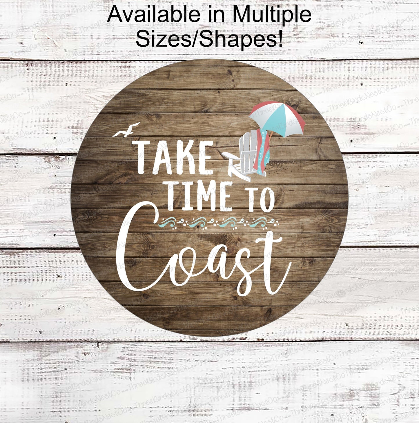 Beach Time Sign - Beach Wreath Sign - Beach Sign - Adirondack Chair - Beach Umbrella