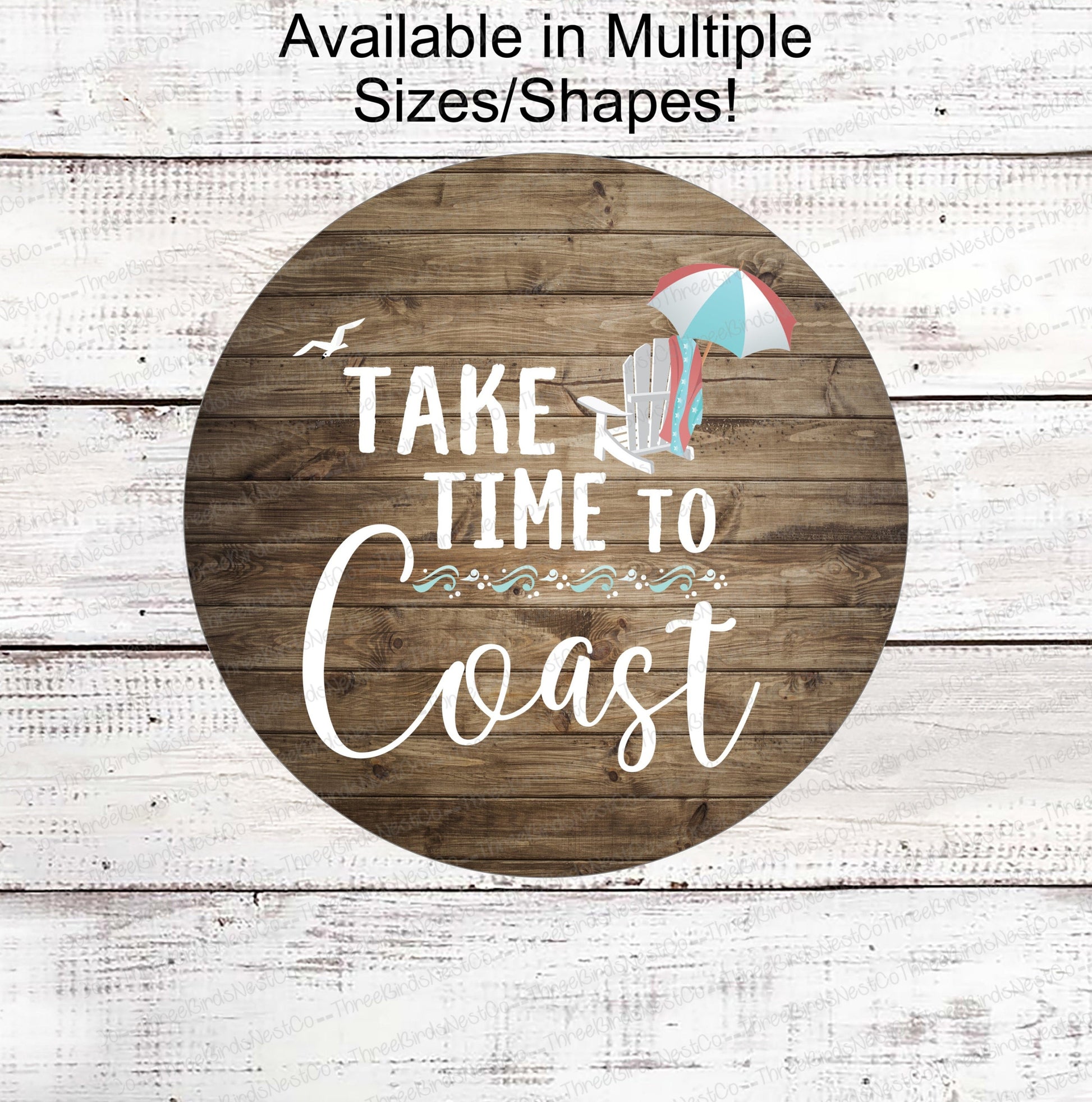 Beach Time Sign - Beach Wreath Sign - Beach Sign - Adirondack Chair - Beach Umbrella
