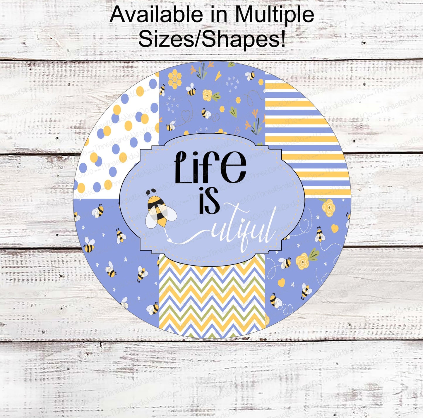 Life is Beautiful - Home Wreath Sign - Bee Wreath Signs - Cute as Can Bee - Spring Wreath Signs - Summer Wreath Signs