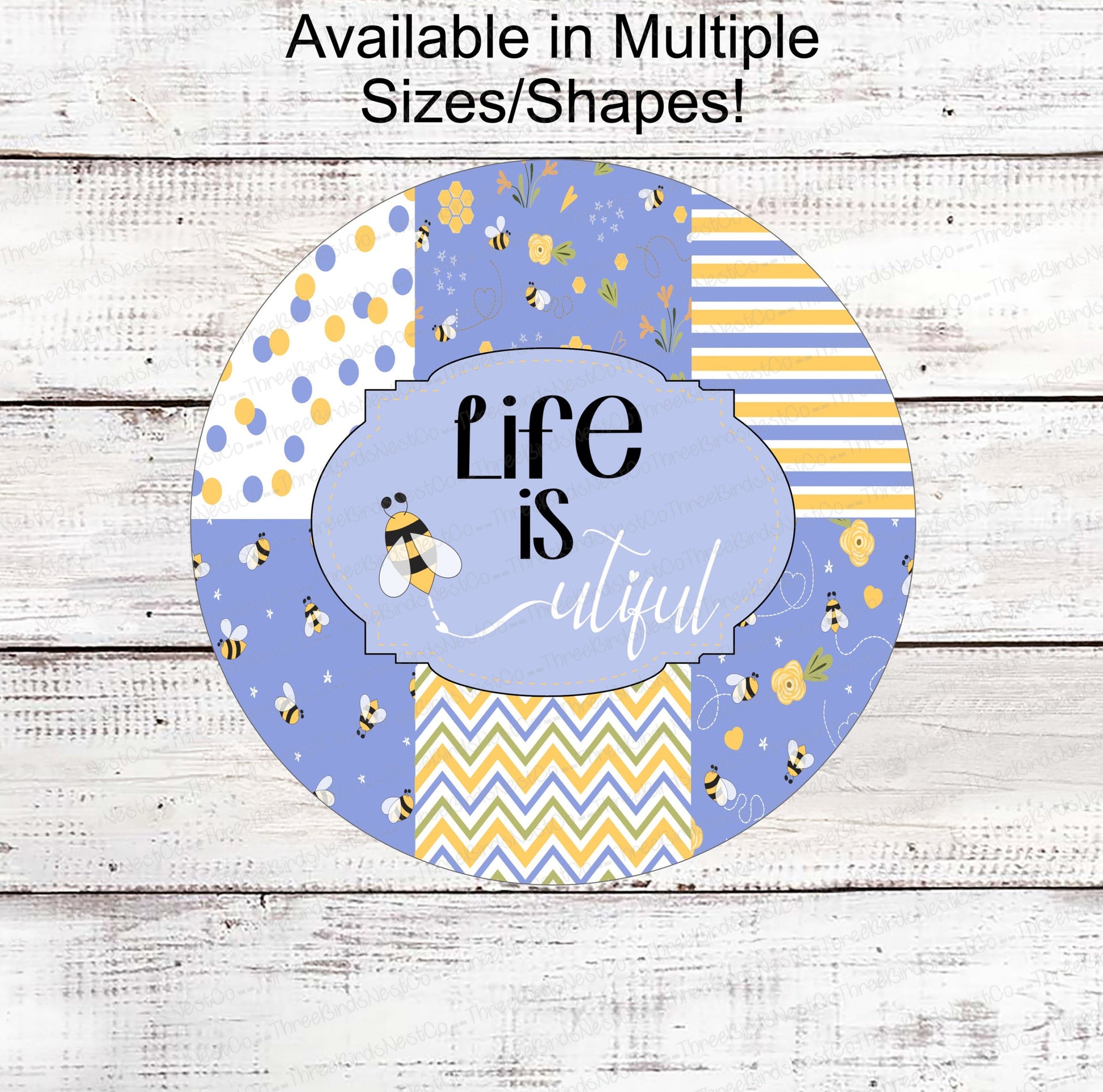 Life is Beautiful - Home Wreath Sign - Bee Wreath Signs - Cute as Can Bee - Spring Wreath Signs - Summer Wreath Signs