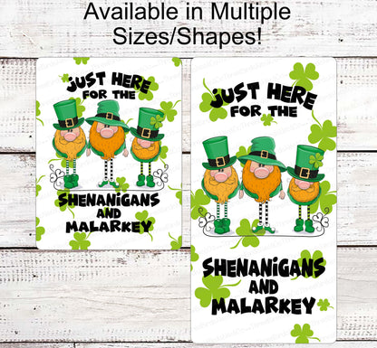 St Patricks Day Wreath Sign - Leprechaun Sign - Leprechaun Gnomes - Shenanigans and Markey - Shamrock Sign