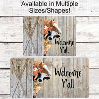 Welcome Yall Sign - Farm Life Sign - Cow Sign - Horse Sign - Pig Sign - Farmhouse Wreath Sign - Farm Animals Sign - Farm Wreaths Signs