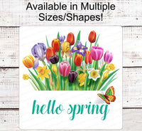 
              Floral Wreath Sign - Hello Spring Sign - Welcome Wreath Sign - Spring Wreath Signs - Butterfly Sign - Tulips Sign - Floral Welcome Sign
            