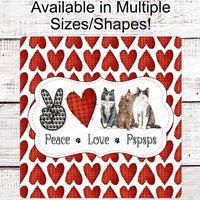 Peace Love Cats - Cat Welcome Sign - Cat Sign - Paw Prints Sign - Welcome Wreath Sign - Cat Wreath - Paw Prints on Heart - Cat Lover Gifts