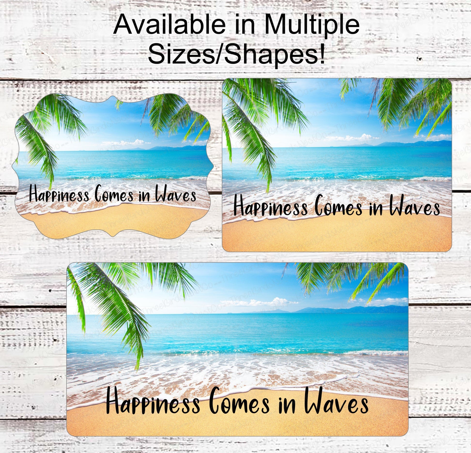 Happiness Comes in Waves - Beach Wreath Sign - Beach Wreath - Beach Decor - Beach Welcome Sign - Welcome Beach Sign - Ocean Sign