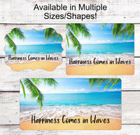 
              Happiness Comes in Waves - Beach Wreath Sign - Beach Wreath - Beach Decor - Beach Welcome Sign - Welcome Beach Sign - Ocean Sign
            