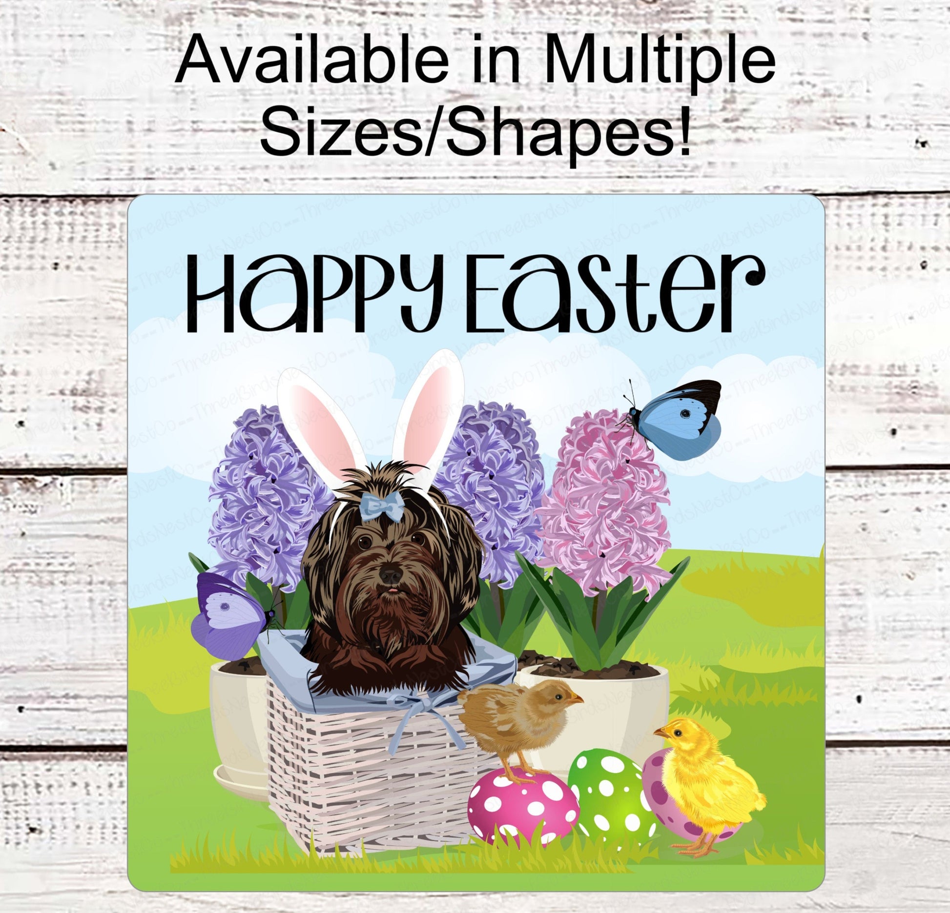Easter Wreath Signs - Easter Dog Sign - Dog Sign - Easter Wreath - Floral Easter Sign - Happy Easter Sign