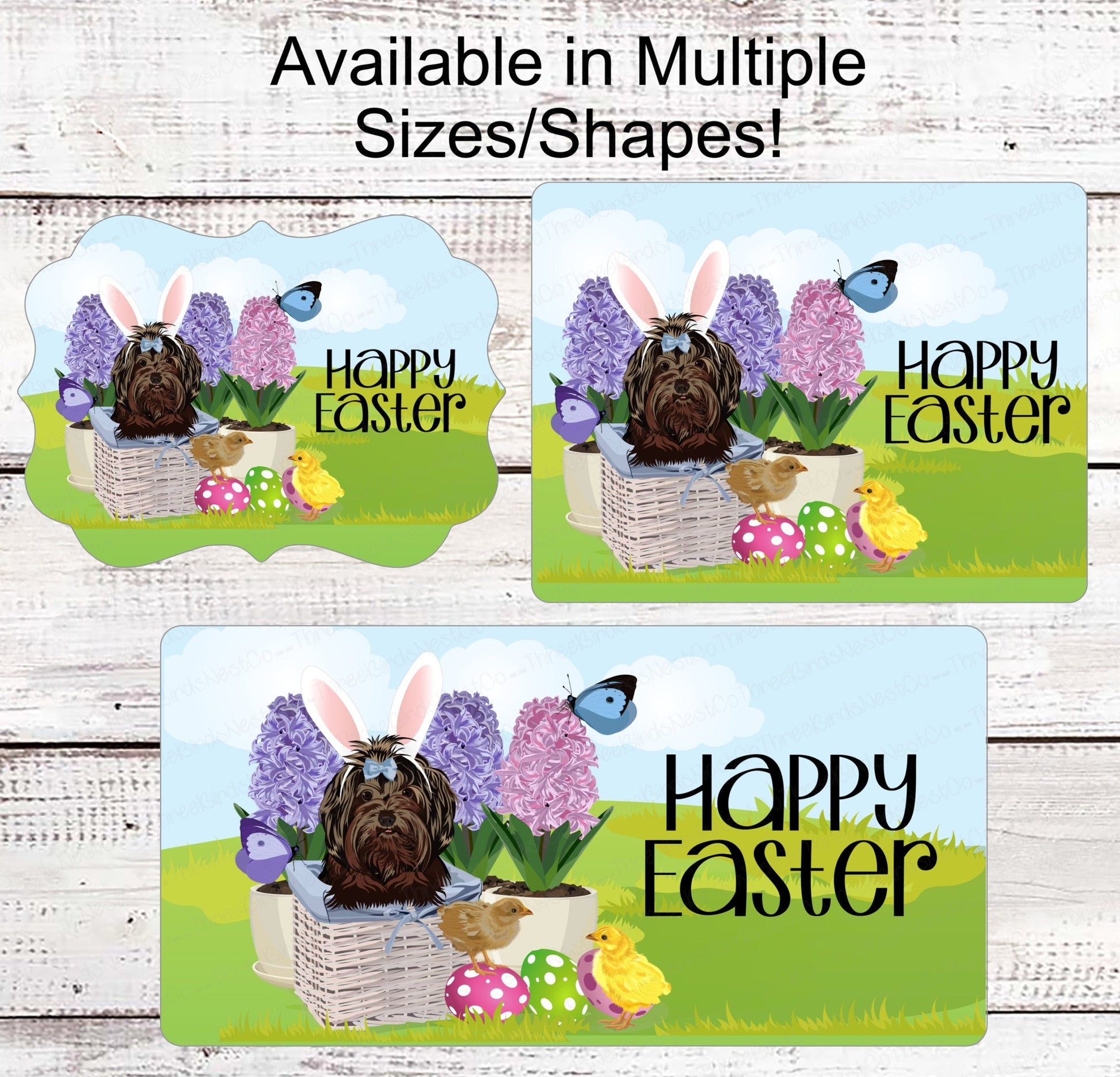 Easter Wreath Signs - Easter Dog Sign - Dog Sign - Easter Wreath - Floral Easter Sign - Happy Easter Sign
