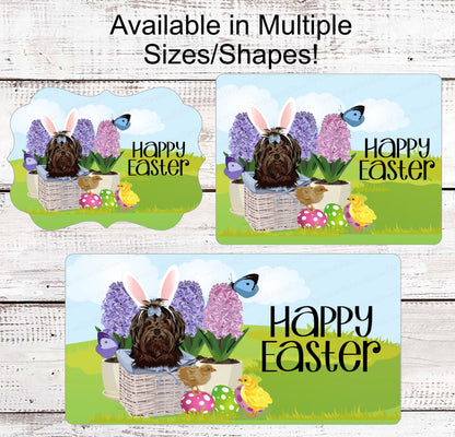 Easter Wreath Signs - Easter Dog Sign - Dog Sign - Easter Wreath - Floral Easter Sign - Happy Easter Sign