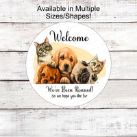 Who Rescued Who - Dog Wreath Signs - Cat Wreath Sign - Rescue Pet - Rescued Signs - Rescued Dog Signs - Rescue Cat - Pet Wreath