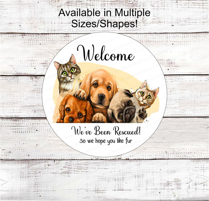 Who Rescued Who - Dog Wreath Signs - Cat Wreath Sign - Rescue Pet - Rescued Signs - Rescued Dog Signs - Rescue Cat - Pet Wreath