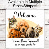 Who Rescued Who - Dog Wreath Signs - Cat Wreath Sign - Rescue Pet - Rescued Signs - Rescued Dog Signs - Rescue Cat - Pet Wreath