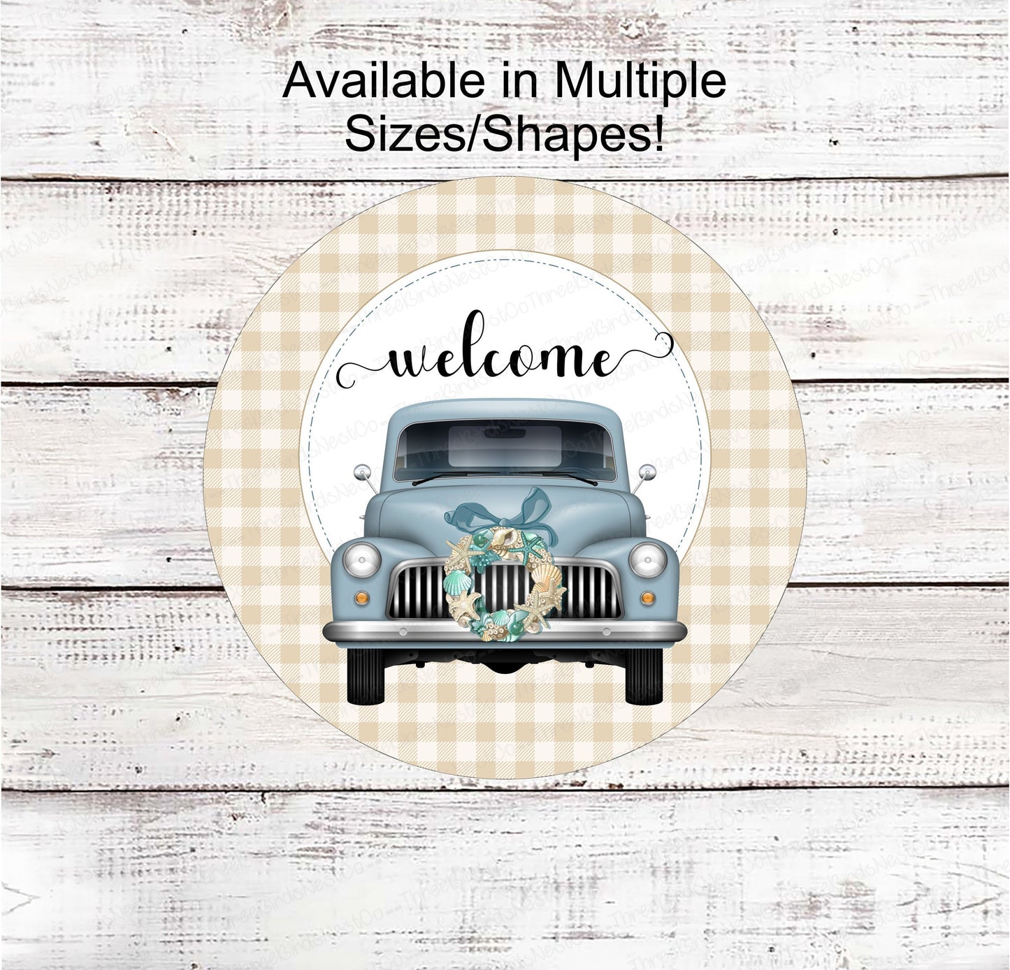 Beach Wreath Sign - Old Truck Sign - Beach Truck Sign - Starfish Sign - Shell Wreath - Beach Sign - Beach Wreath - Welcome to the Beach
