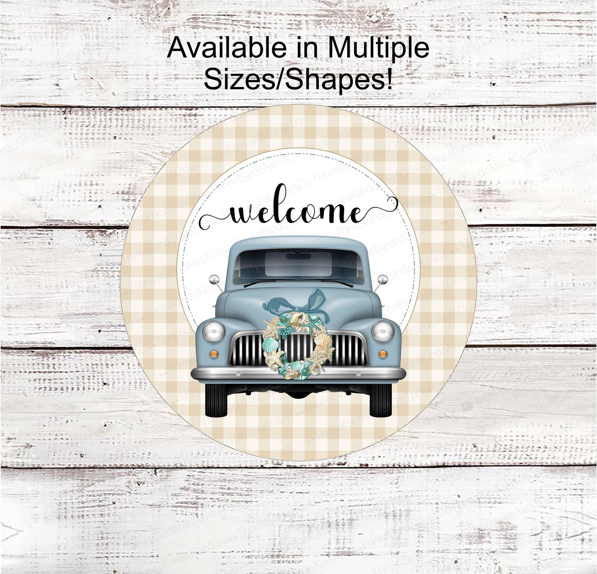 Beach Wreath Sign - Old Truck Sign - Beach Truck Sign - Starfish Sign - Shell Wreath - Beach Sign - Beach Wreath - Welcome to the Beach