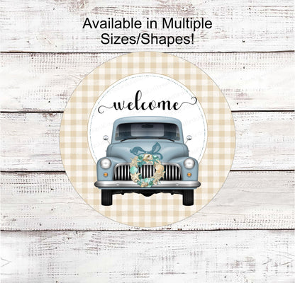 Beach Wreath Sign - Old Truck Sign - Beach Truck Sign - Starfish Sign - Shell Wreath - Beach Sign - Beach Wreath - Welcome to the Beach