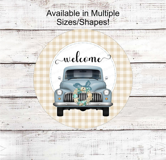 Beach Wreath Sign - Old Truck Sign - Beach Truck Sign - Starfish Sign - Shell Wreath - Beach Sign - Beach Wreath - Welcome to the Beach