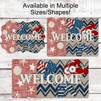 Patriotic Wreath Sign - Patriotic Sign - Flip Flops Sign - Starfish Sign - Sand Dollar Sign - Beach Welcome Sign