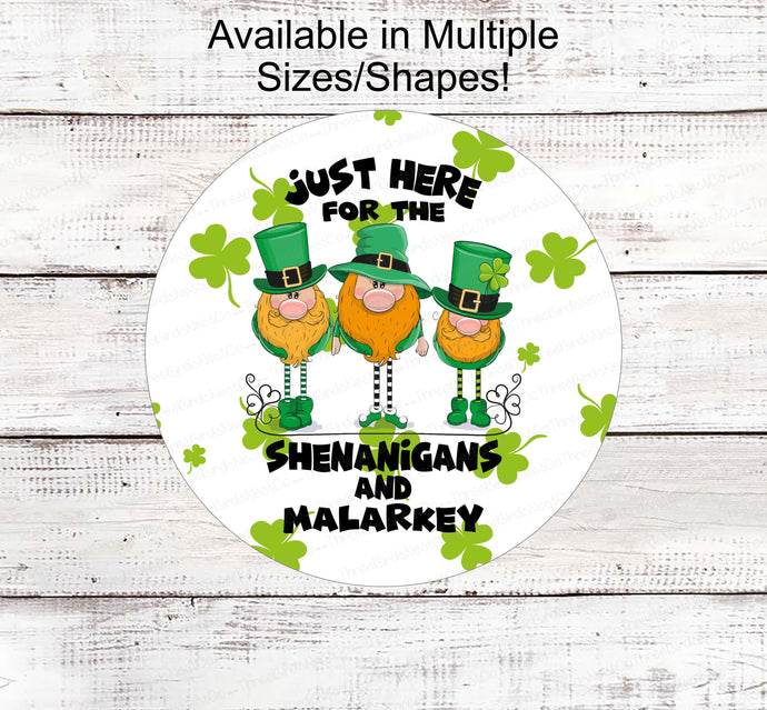 St Patricks Day Wreath Sign - Leprechaun Sign - Leprechaun Gnomes - Shenanigans and Markey - Shamrock Sign