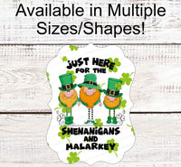 
              St Patricks Day Wreath Sign - Leprechaun Sign - Leprechaun Gnomes - Shenanigans and Markey - Shamrock Sign
            