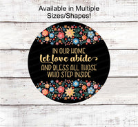 
              Let Love Abide Sign - Religious Wreath Signs - Religious Sign - Prayer Sign - Floral Sign - Embroidered Look Sign
            