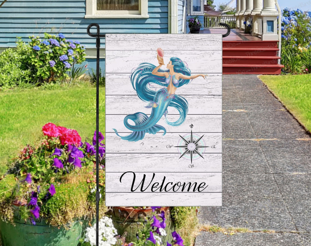 Mermaid Garden Flag - Beach House Welcome - Beach Garden Flag - Nautical Garden Flag - Garden Flag -Double Sided Garden Flag