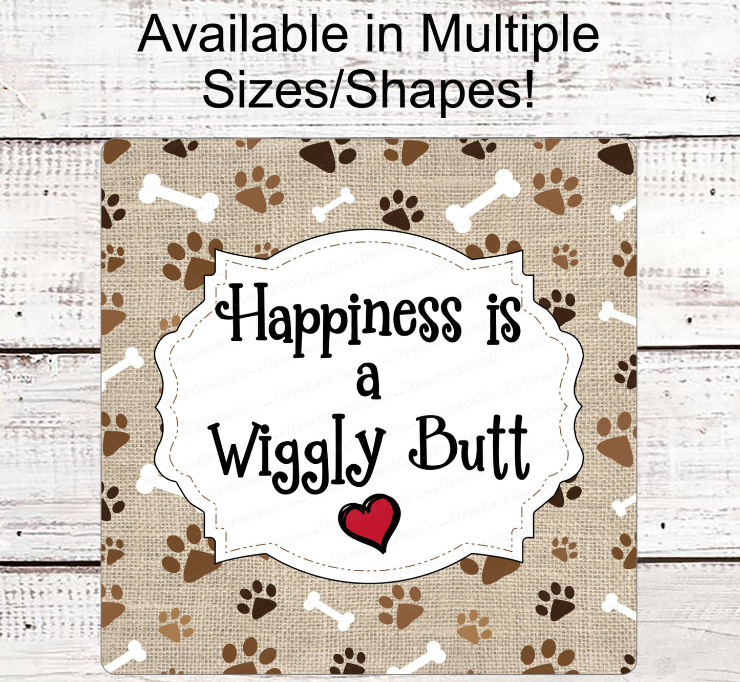 Dog Wreath Signs - Wiggle Butt - Dog Signs - Dog Lover Sign - Paw Print Sign - Dog Signs for Wreaths - Paw Print Wreath