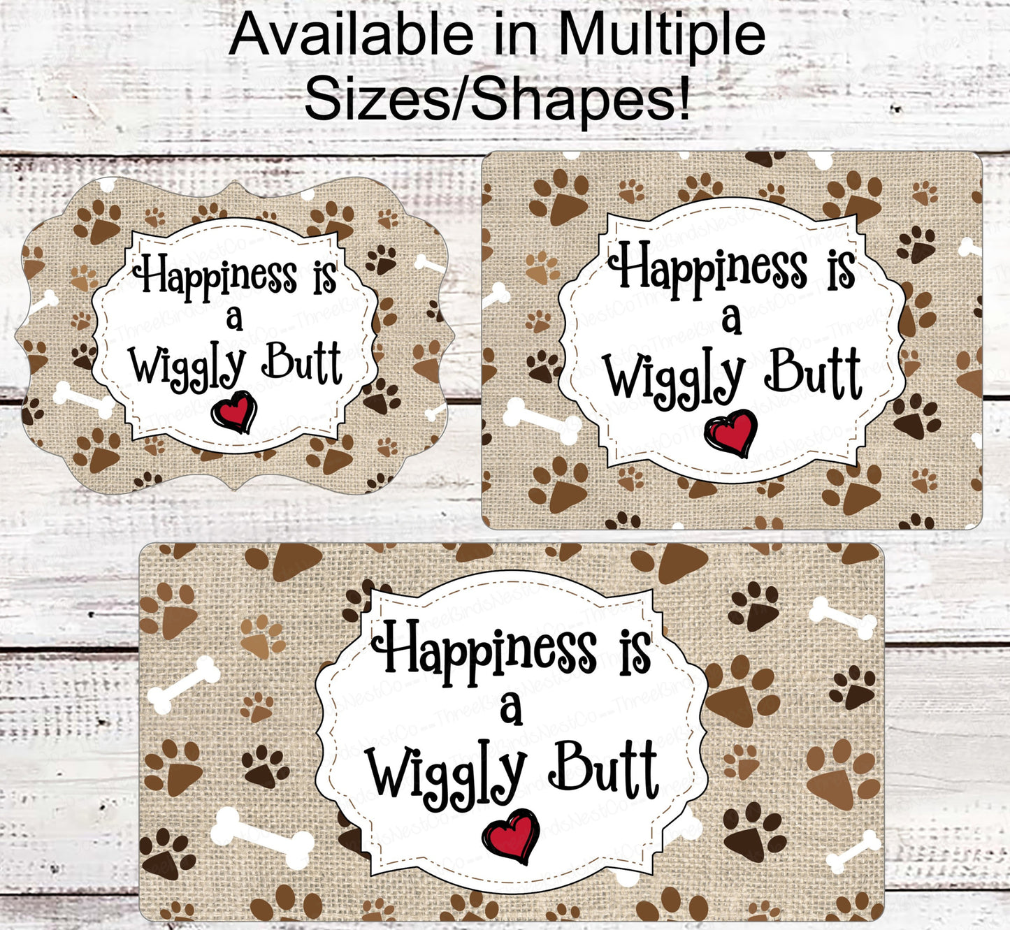 Dog Wreath Signs - Wiggle Butt - Dog Signs - Dog Lover Sign - Paw Print Sign - Dog Signs for Wreaths - Paw Print Wreath