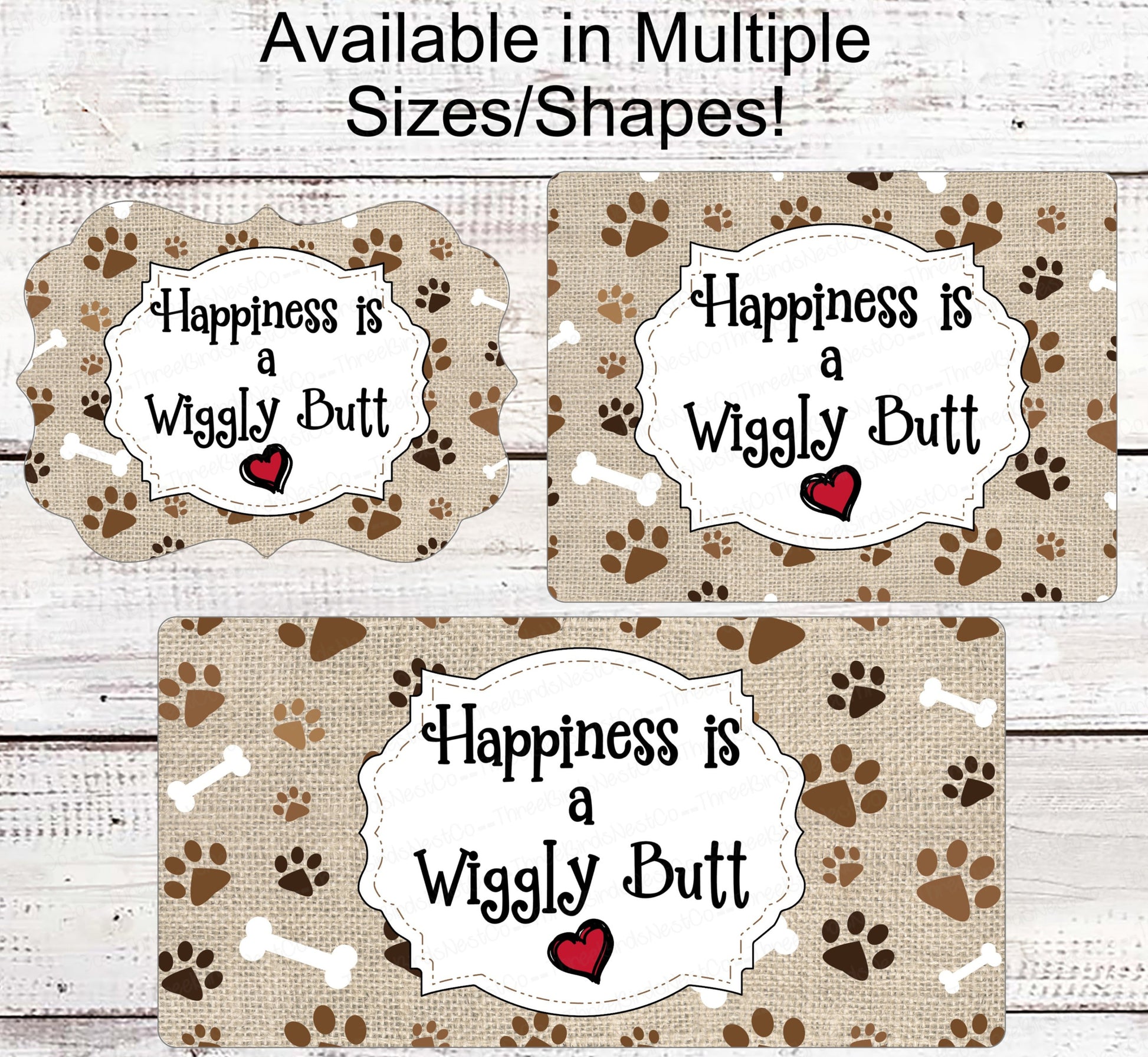 Dog Wreath Signs - Wiggle Butt - Dog Signs - Dog Lover Sign - Paw Print Sign - Dog Signs for Wreaths - Paw Print Wreath