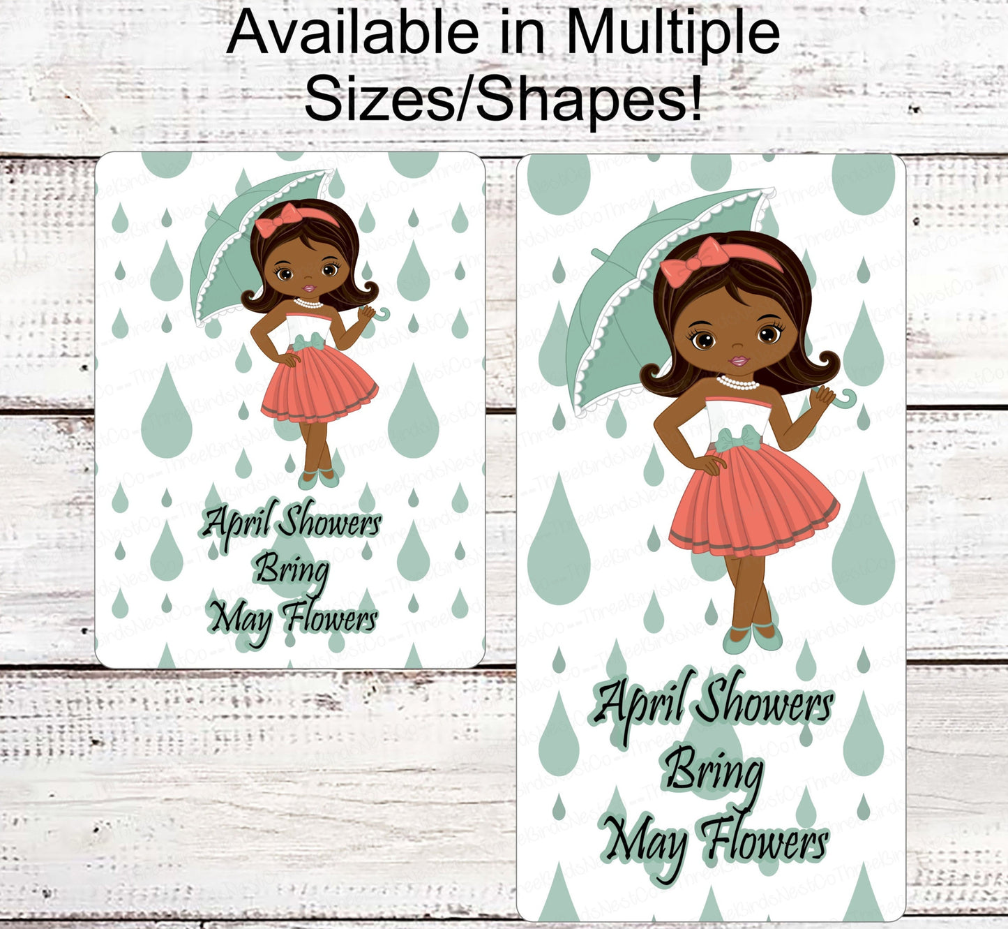 Spring Wreath Sign - April Showers Sign - African American Girl - Black Girl Art - Umbrella Sign
