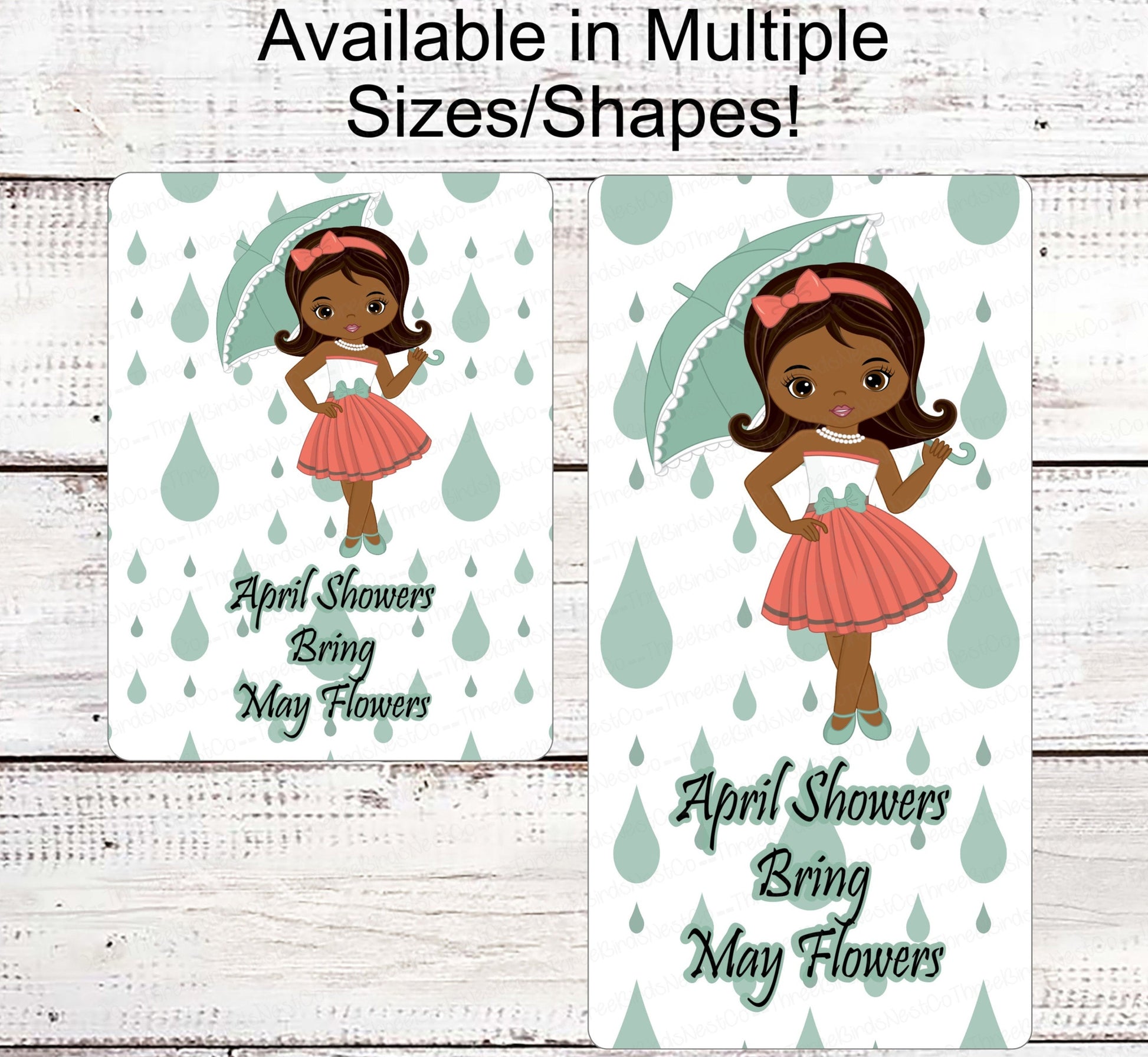 Spring Wreath Sign - April Showers Sign - African American Girl - Black Girl Art - Umbrella Sign