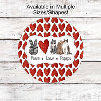 Peace Love Cats - Cat Welcome Sign - Cat Sign - Paw Prints Sign - Welcome Wreath Sign - Cat Wreath - Paw Prints on Heart - Cat Lover Gifts